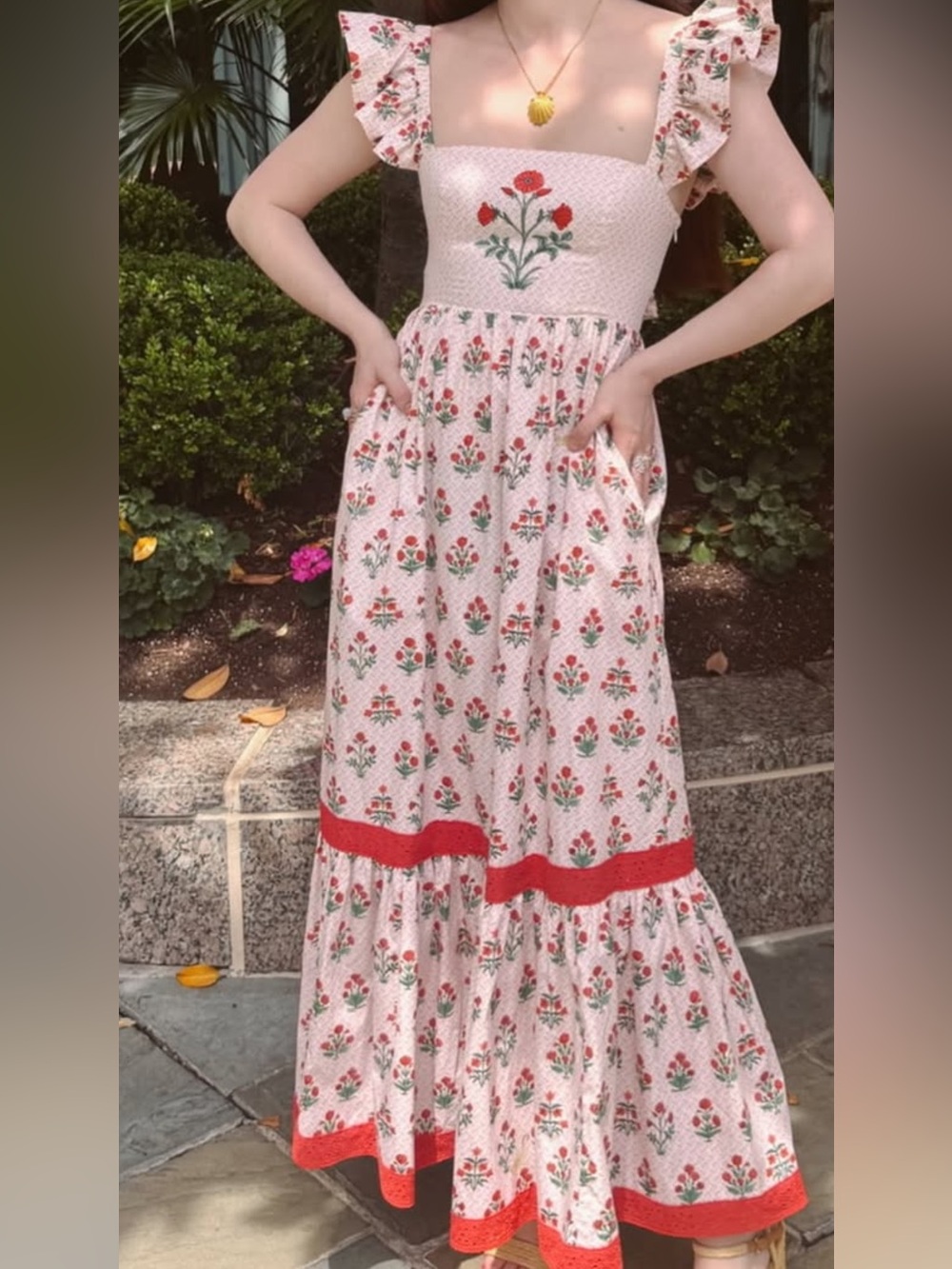 NWT Hill House Home Pippa Dress Block Print Poppy XS Floral Maxi